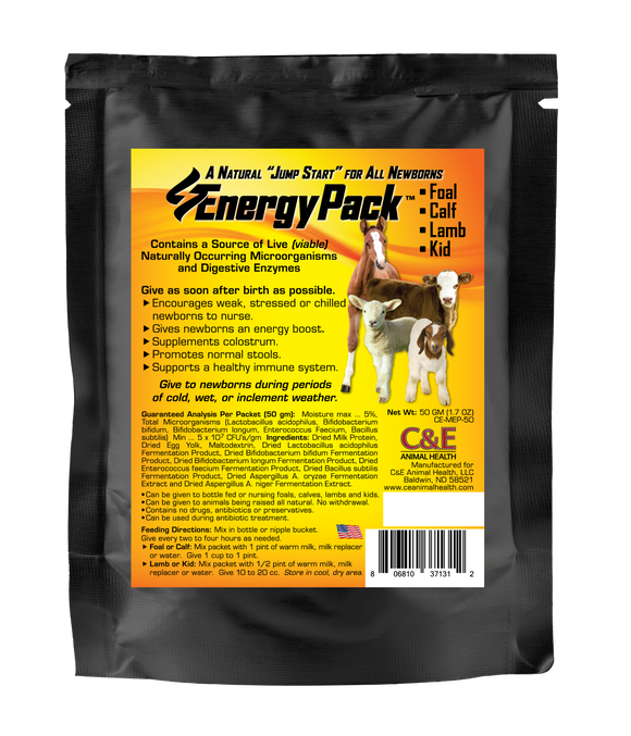 C&E Animal Health Energy Pack with Colostrum for Calves, Lambs, Kids, Foals