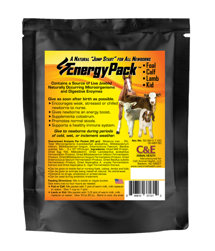 C&E Animal Health Energy Pack with Colostrum for Calves, Lambs, Kids, Foals