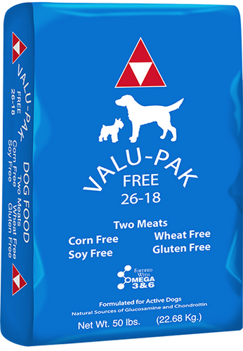 Specialty Feeds VALU PAK FREE 26 18 Dog Food 50 lb Lubbock TX Amarillo TX HF and C Lubbock