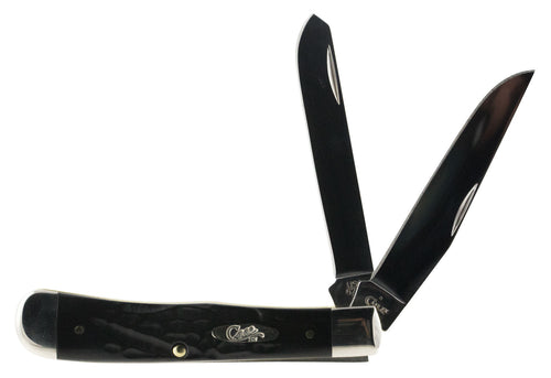 Case 18221 Rough Black Trapper 3.25/3.27 Clip Point/Spey Plain Stainless Steel Jigged Black Synthetic Handle Folding