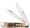 Case Knives Trapper Peach Seed Jig Amber Bone CS Trapper