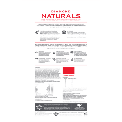 Diamond Naturals Lamb Meal & Rice Adult Dry Dog Food (40 lb)
